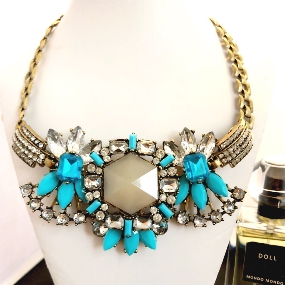 NEW🌷TURQUOISE CRYSTAL STATEMENT NECKLACE #354